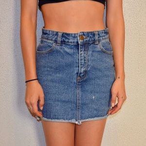 Tight Denim Skirt with Fraying